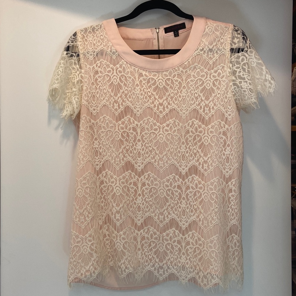 Pink and cream lace top